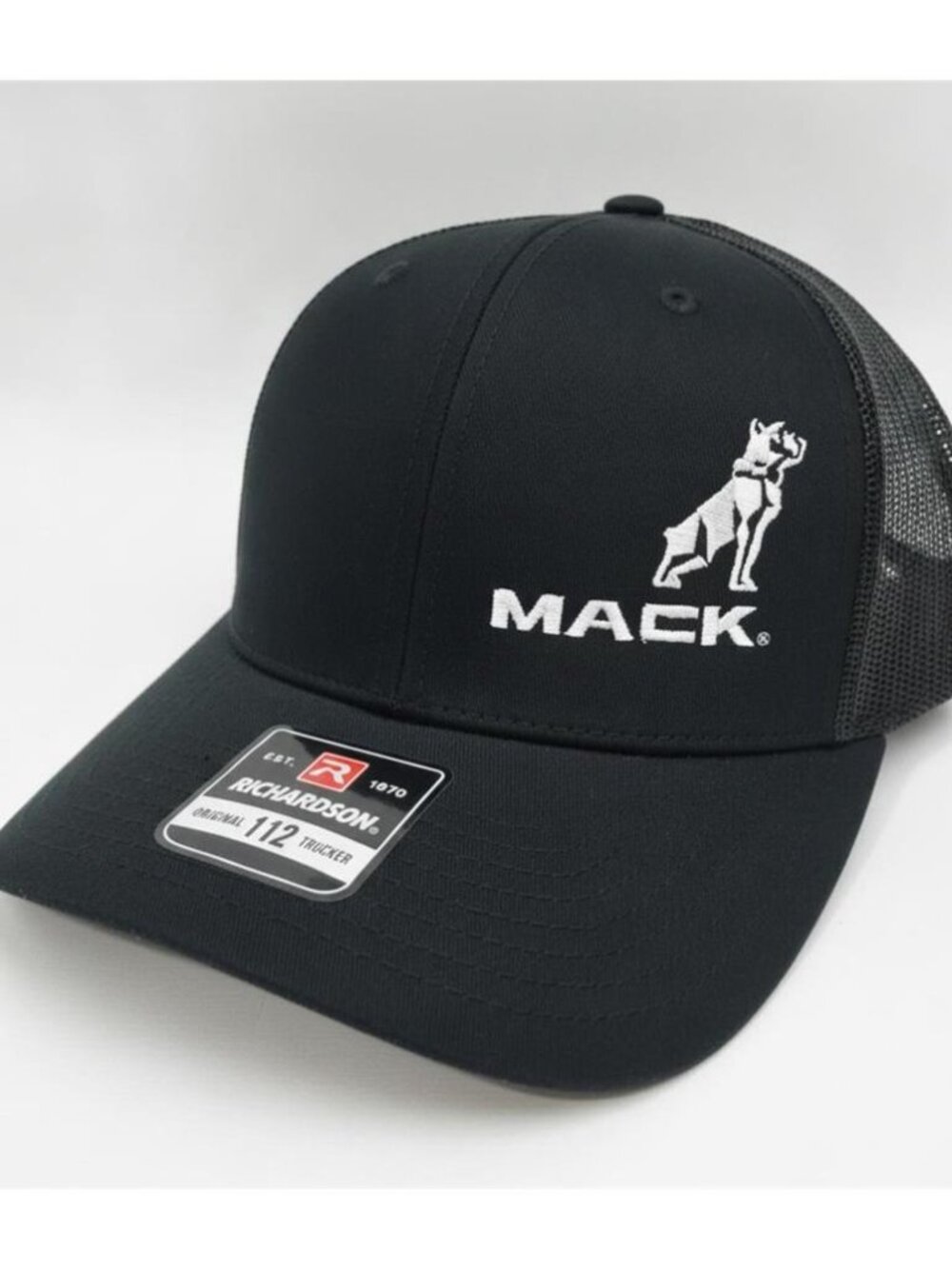 Bulldog Semi Rig Offset Embroidered Black Richardson 112 Snapback Hat 80s Driver